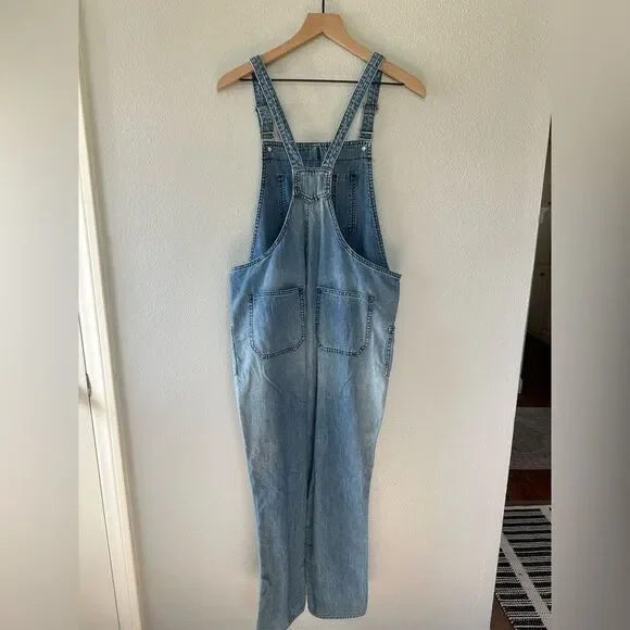 Madewell Skinny Distressed Denim Overalls Light Wash Size S